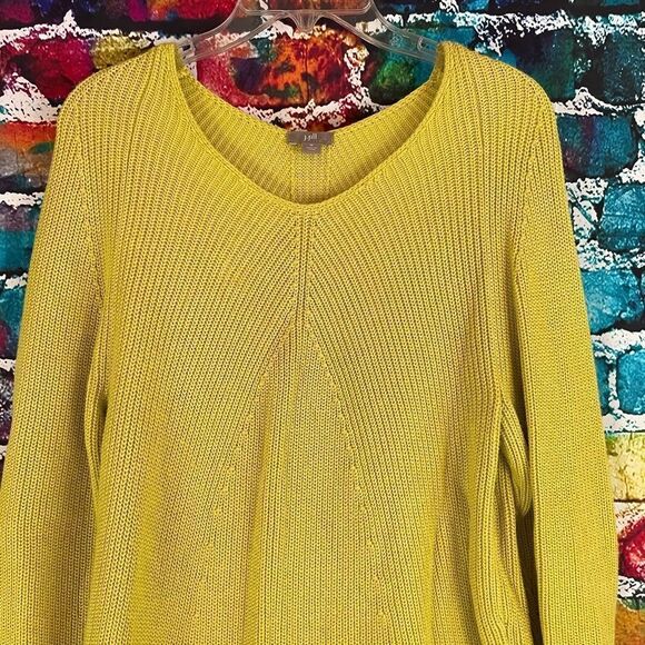 J. Jill Lime Green Knit Long Tunic Sweater Size Medium - Picture 6 of 8